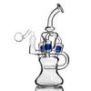 Blue Green Glass Water Bongs Purple Recycler Dab Rigs Percolater Oil Burner with 14mm Joint Hookah Bubbler Smoking Pipe for Shisha Accessory