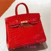 BK Crocodile Bags Trusted Luxury Handtas Krokodil Patroon Platinum Bag Echte lederen Womens Bag 2024 Nieuwe Europese en American Fashion Co hebben Logo HBCE