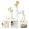 ゴールドテーブル装飾折り紙エルクの装飾品統計家の動物装飾的なオブジェクト白い鹿の置物クリスマス装飾240322