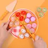 Decorative Flowers Wooden Pizza Set Food Cooking Simulation Tableware Children Kitchen Pretend Play Toy Fruit Vegetable Cutting Game Party