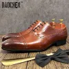 Scarpe marca di lusso da uomo scarpe oxford in pizzo marrone su brogue puntate abiti da uomo scarpe formali per matrimoni in pelle per uomo scarpe scarpe da uomo