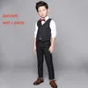 Ensembles de vêtements Printemps Automne Fleur Garçons Robe Gilet Costume Enfants Chemises Pantalons Tenues Enfants Fête D'anniversaire Costume De Performance De Mariage