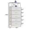 Furnulem White with 5 Drawers, Vertical Storage Tower Fabric Dresser for Bedroom, Hallway, Entryway, Nursery, Closet Organizer, Nightstand Bedside Table