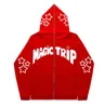 MAGIC TRIP Stampa Star Y2k Coppia gotica Harajuku Elegante Large Full Zipup Pullover Donna Divertente Cute Girls Boy Net Chic Felpa con cappuccio 240312