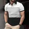 Fi Stripe Print Polo T Shirt dla mężczyzn sportowy golfa noś Summer Casual Lapel Butt Shirts Oversizefl krótkie topy Y5a7#