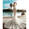 Ramię jedna luksusowe sukienki D Aplikacje koraliki syrena ślubna suknie ślubne
