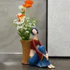 Dekorativa figurer Moderna minoritetsflickor Vase förvaringsfack