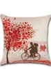 Oreiller thème de la saint-valentin, housse de taie d'oreiller, impression romantique pour Couple, oreillers décoratifs pour la maison