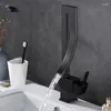 Robinets de lavabo de salle de bain Personnalité artistique européenne-américaine Créative Robinet de lavabo de peinture antique brossé noir tout en cuivre et eau froide rotatif