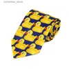 Галстуки на шею Галстуки на шею Желтый интересный резиновый галстук-утка для мужчин, модный и повседневный галстук-утка с цветочным принтом, профессиональный вырез, свадебный милый галстук-утка для Y240325