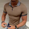 Mens Plain Flat Collar Zapip Polo Shirt Summer Solid Kolor Krótki rękawocze