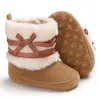 Buty urodzone dziecko maluch chłopiec dziadek bowknot śnieżny zimowy futra przeciwpośpiemia butów przedwalker Pierwszy piekier