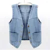 Gilet pour femmes Femmes Assorminement gilet en jean sans manches coréennes Fashion Été Sans manches coupées couches courtes en bombardier en jean Drop del Ot435