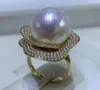 Cluster Rings 11-12mm True Natural South Sea White Round Pearl Ring 925s
