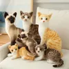 Livsliknande siamesiska katter fylld plysch leksaksimulering amerikansk korthair söta kattdocka husdjur leksaker hem dekor gåva för flickor födelsedag s