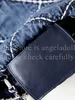 12A Mirror Quality Designer Denim Quilted Tote Bag 20cm Mini Shoppping Bag Womens Luxurys Handbags Blue Purse Crossbody Shoulder Silver Chain Box Bag