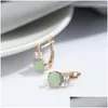 Boucles d'oreilles lustre pendantes Gkins luxe vert naturel Zircon pour femmes 585 couleur or Rose rétro fête bijoux fins cadeau livraison directe Otnex