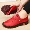 Casual Shoes Spring Women Platform Loafers 2024 Lace Up Leather Flats Slip-On Mom Shoe Mujer Zapatos Chaussure Femme