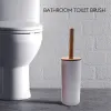 Borstar bambu golvstandande toalettborste set med bas badrum toalettborsthållare wc tillbehör