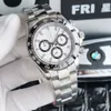 Automatisk kronograf klockor 40mm gummibandar Vita och svarta Bezel Vintage Sports Mens Brand Watch 904L Auto-Movement Wristwat258n