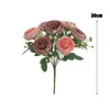 Fleurs décoratives d'intérieur, pivoines artificielles, accessoires Po, branche réaliste avec tige, fausse tête à 7 têtes pour la maison