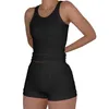 2023 Aangekomen S3XL mode dames kleding vaste kleur op maat gemaakte vrijetijds katoenen draad plus size yoga zomer sportsets 240228