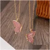 Pendant Necklaces Fashion Color Drop Oil Double Spell Butterfly Necklace For Women Female Vintage Friendship Set Clavicle Chain Delive Otrcl