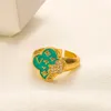 Bague d'amour de mariage de luxe, breloque motif trèfle, classique de styliste, bijoux pour filles, cadeau de mode de printemps, boutique, avec boîte à bijoux