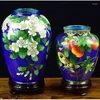 Vases Handmade Cloisonn Flower Vase Copper Body Wire Wound Enamel Plant Desktop Decorative Exquisite Workmanship Room Decor