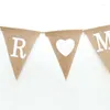 Party Decoration Jute Fabric Bunting Banner White Heart Flags Vintage Wedding Burlap Banners Rustic Mr Mrs