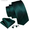 Gravatas de pescoço Gravatas Barry.Wang Green Mint Teal Silk Men Tie Hanky Cufflinks Set Jacquard Olive Sage Lawn Gravata ciano para presente de negócios de casamento masculino Y240325