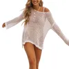 Robes décontractées Maillot de bain pour femmes Cover Ups à manches longues Crochet Swim Beach Up Top