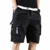 Cargoshorts voor heren Effen kleur Meerdere zakken Korte broek Zomer Elastische tailleband Cargoshorts met trekkoord Casual herenshorts c419#