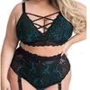 Conjunto de lingerie sexy com alça cruzada plus size, suspensórios de renda rechonchudos e lindos, pijama divertido novo estilo 574161