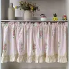 Cortinas onda rosa bordado flores janela valance sala de estar elegante renda cortina valance fita de renda cortinas curtas cozinha # a377