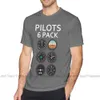 Aviator Pilot Tişört Pilotları Altı Paket Uçak Enstrümanları T-Shirt Baskı Kısa Kollu Tişört