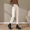 Jean femme printemps taille haute coupe ajustée Harlan pantalon coréen décontracté Baggy Beige droit Denim longueur cheville pantalon S-2XL