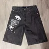 Vrouwen Jeans 2024 Harajuku Punk Brief Print Sportshorts Y2k Vintage Losse Zwarte Denim Zomer Fashion Casual Hip Hop mannen