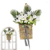 Decorative Flowers Wreaths For Front Door Decor Spring Wreath Farmhouse Hanging Artificial Flower Baskets Garland Rattan Basket Pendant