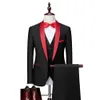 Mężczyźni chudy 3 sztuki zestaw formalny Slim Fit Tuxedo Cuit / Męski pan młody ślubne Blazery Wysokiej jakości sukienki Płaszcz Płaszcz Kamizelka 240314