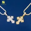 Iced Out Baguette Cut Diamond Cross Colgante Venta al por mayor Joyería de Hip Hop Chapado en oro 5a Cubic Brass Cross Colgante y encanto