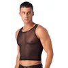 Mens See-Through Feath Tank Üst Renk U Boyun Kollu T-Shirt Havuzu Parti Yelek Üstleri İç çamaşırı Partisi Nightwear Clubwear A2ri#