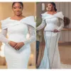 Ebi Oct arabe Aso grande taille sirène robe de mariée blanche en dentelle pailletée Sexy robes de mariée scintillantes robes ZJ es