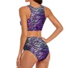 Women's Swimwear Tiger Print Bikini Swimsuit Sexy Black And Purple High Waist Bikinis Set Two-Piece Design Push Up Surf Feminine