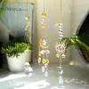 Film 3st Gold Suncatcher Hanging Crystal Prism Yard trädgård Decor Moon Crystal Sun Catcher Rainbow Maker Window Christmas Decoration