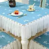 Bordduk Flower Print Lace TablecoLt Stol Cover Rectangular Dining kjol broderad köksfest hemdekoration uppsättning