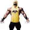 Varumärke tröja gymkläder Mens Bodybuilding Hooded Tank Top Cott ärm Vest Fitn Workout Sportwear Tops Male N4YF#