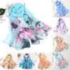 Foulards écharpes pour femmes imprimé léger motif Floral longue écharpe en mousseline de soie transparente foulard en soie