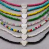 Choker Fashion White Love Heart Necklace For Girl Spring Summer Trend Small Colorful Beads Gift Friend Jewelry