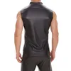 Männer Top Regelmäßige Sleevel Solide T-Shirt Tank Tops Unterhemd Weste 1pc Wet Look Schwarz Bluse Clubwear Fi Hot 58em #